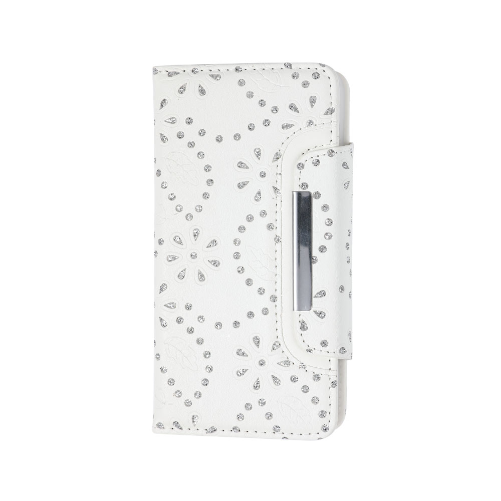 2-In-1 Shimmering Flowers Magnetic Leather Case for iPhone 11 (6.1") White