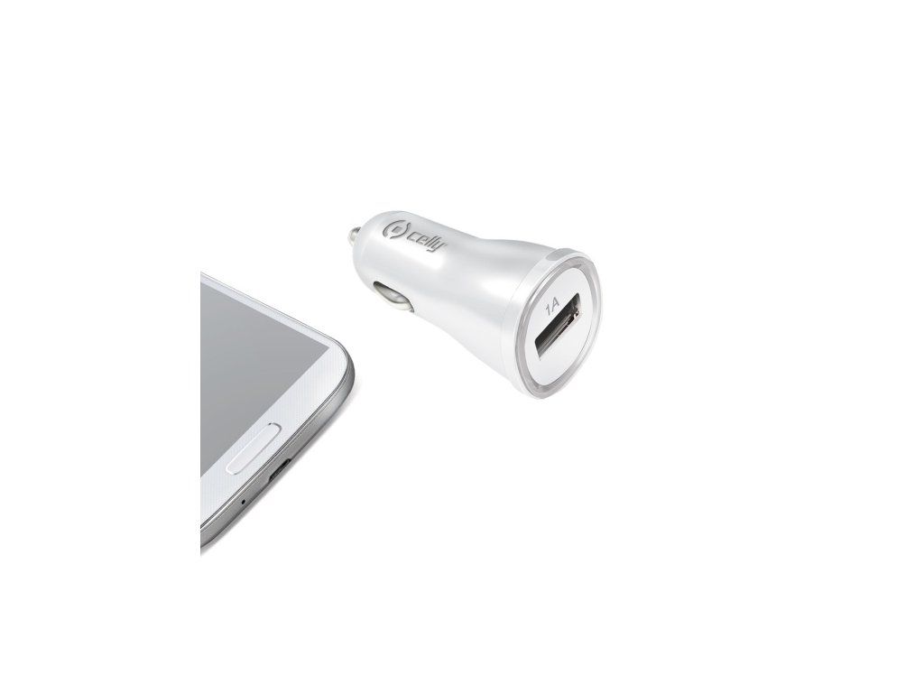 CL autonabíječka CELLY s USB výstupem, 1A, bílá