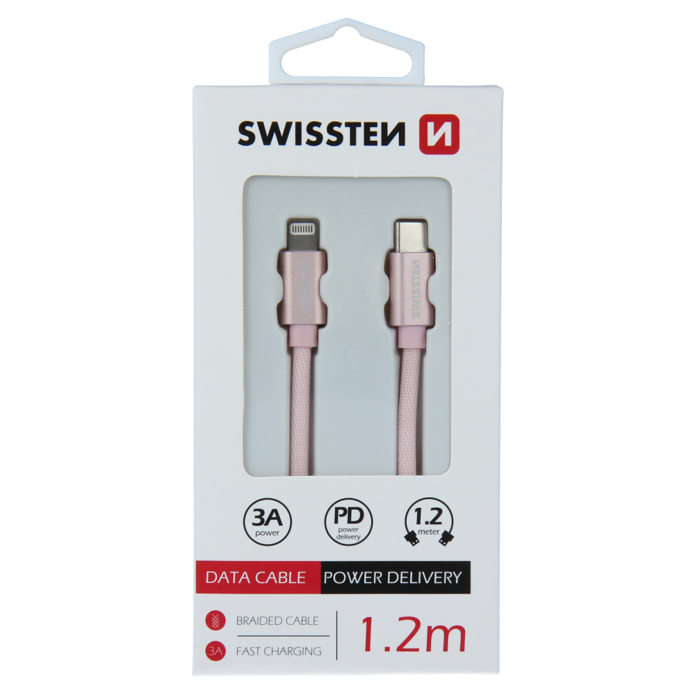 DATOV KABEL SWISSTEN TEXTILE USB-C / LIGHTNING 1,2 M RَOVO/ZLAT