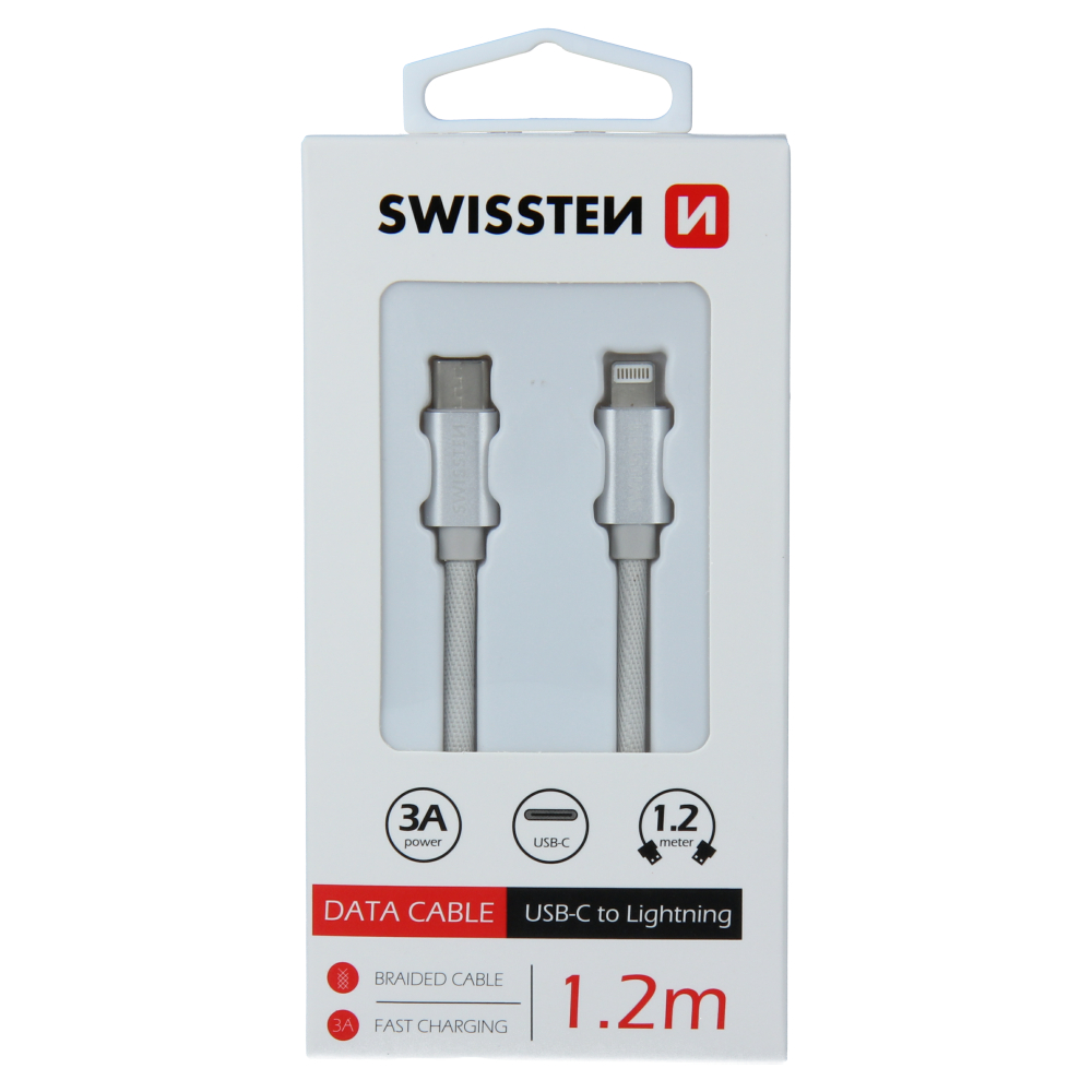 DATOV KABEL SWISSTEN TEXTILE USB-C / LIGHTNING 1,2 M STBRN