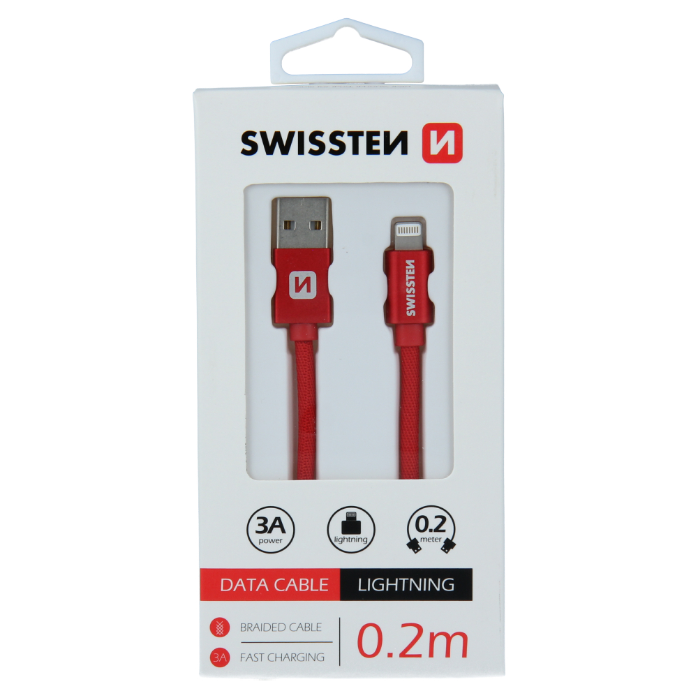 DATOV KABEL SWISSTEN TEXTILE USB / LIGHTNING 0,2 M ERVEN