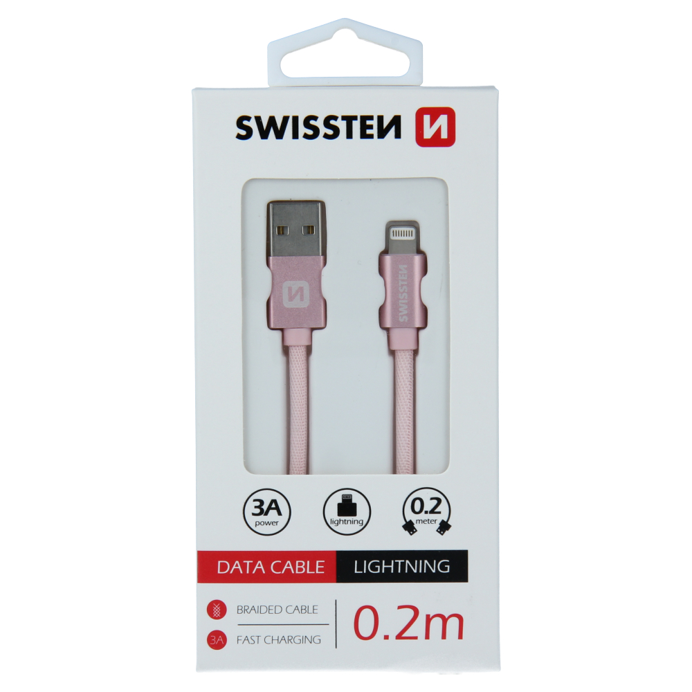 DATOV KABEL SWISSTEN TEXTILE USB / LIGHTNING 0,2 M RَOVO/ZLAT