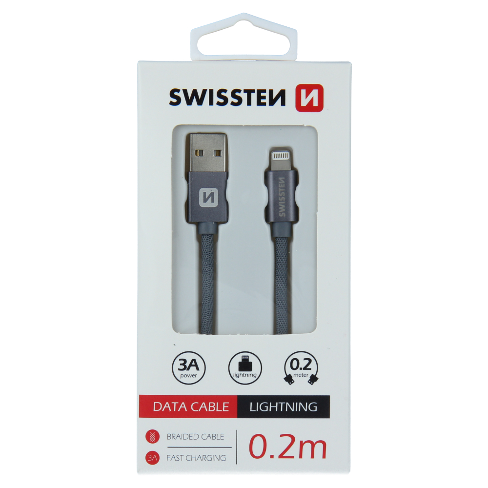 DATOV KABEL SWISSTEN TEXTILE USB / LIGHTNING 0,2 M ED