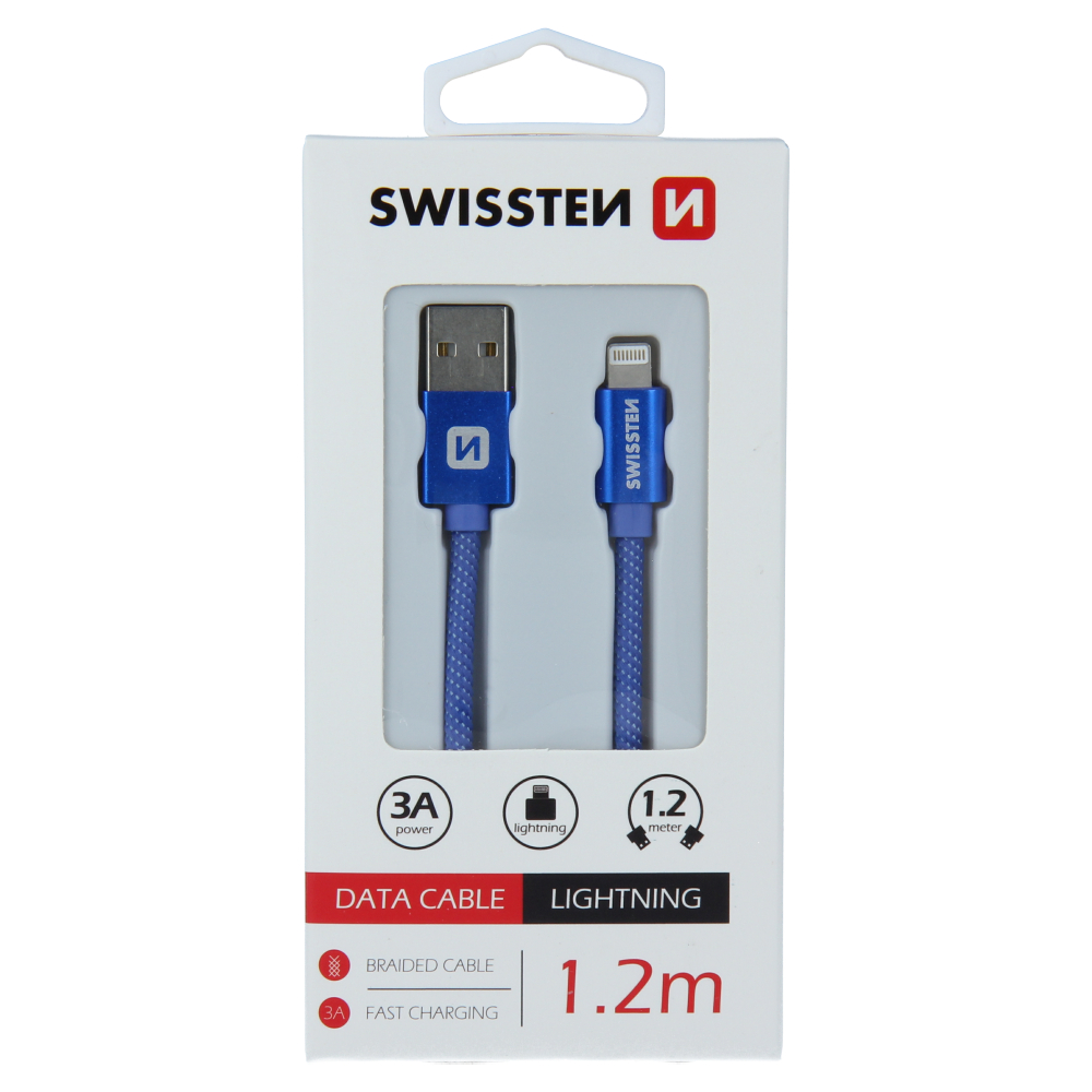DATOV KABEL SWISSTEN TEXTILE USB / LIGHTNING 1,2 M MODR