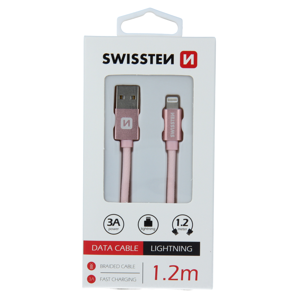 DATOV KABEL SWISSTEN TEXTILE USB / LIGHTNING 1,2 M RَOVO/ZLAT