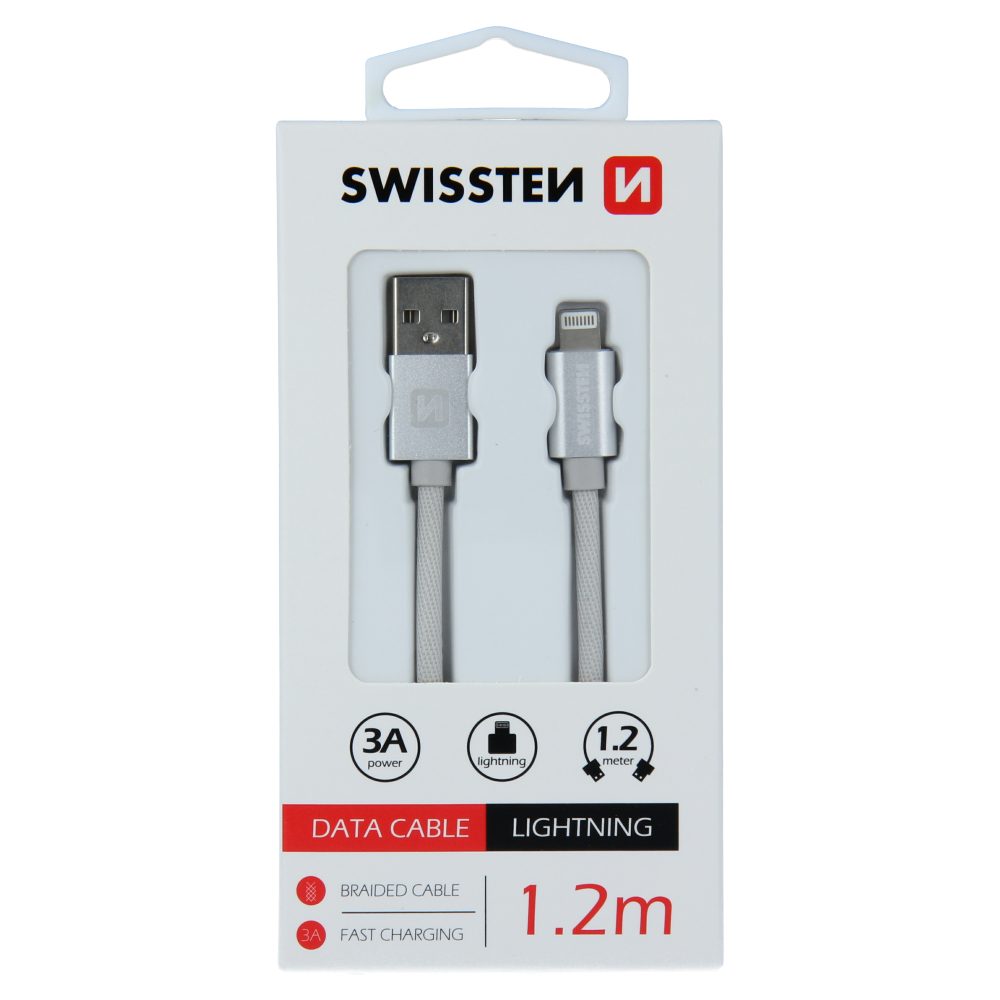 DATOV KABEL SWISSTEN TEXTILE USB / LIGHTNING 1,2 M STBRN