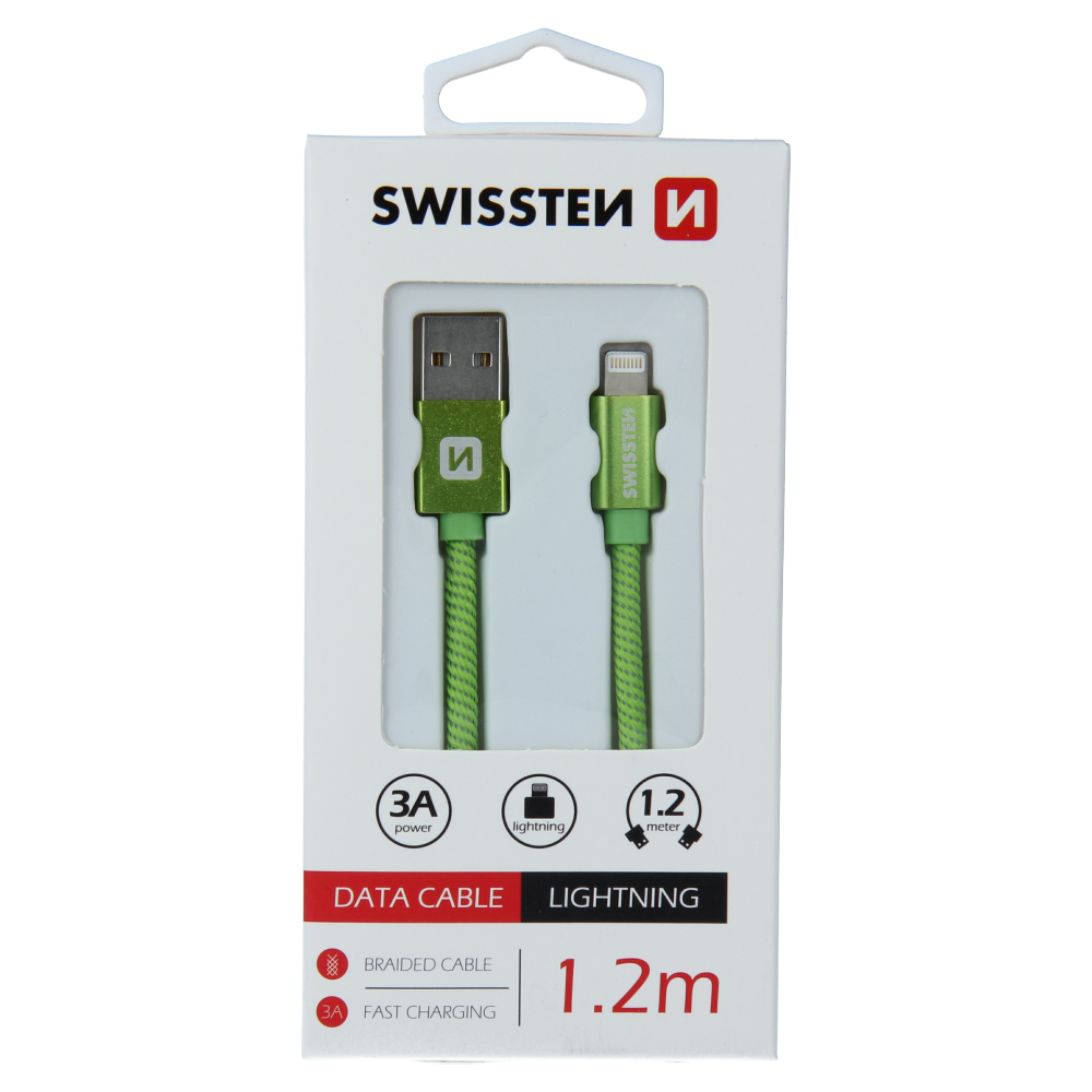 DATOV KABEL SWISSTEN TEXTILE USB / LIGHTNING 1,2 M ZELEN