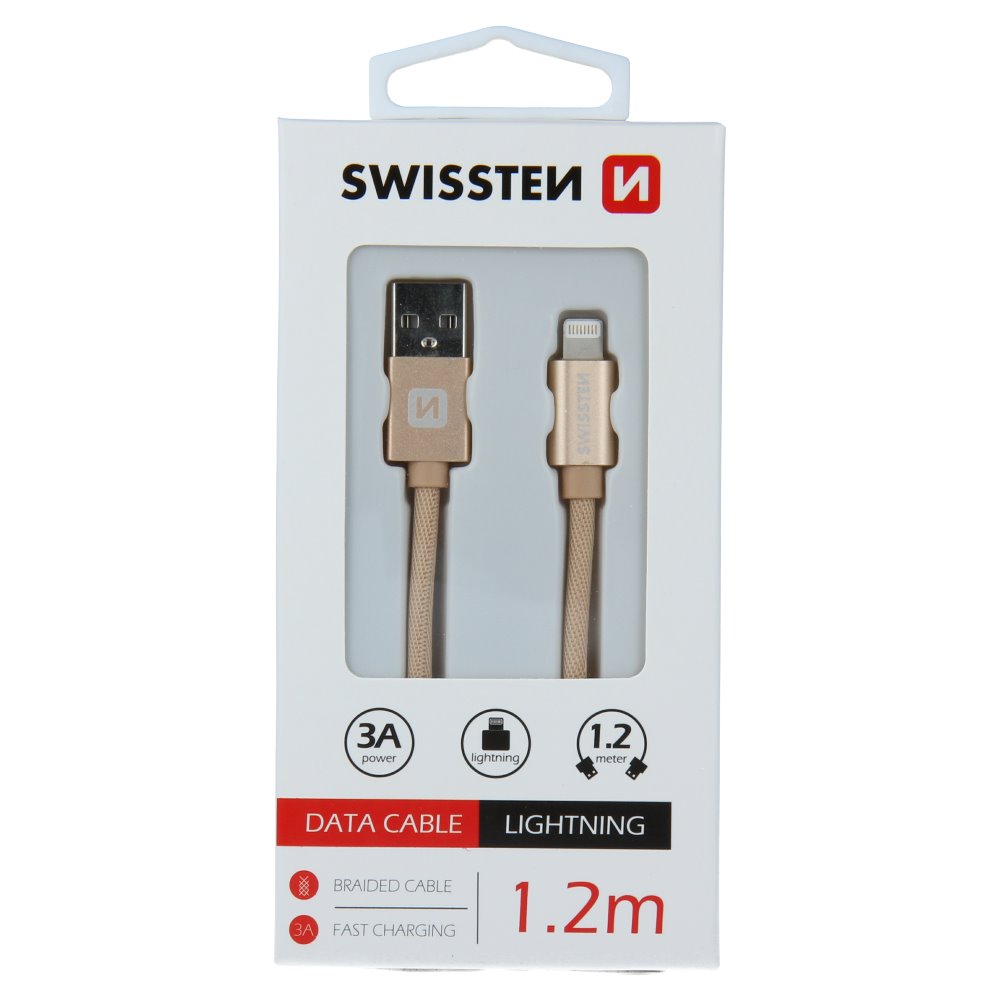 DATOV KABEL SWISSTEN TEXTILE USB / LIGHTNING 1,2 M ZLAT