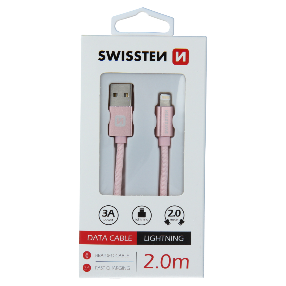 DATOV KABEL SWISSTEN TEXTILE USB / LIGHTNING 2,0 M RَOVO/ZLAT