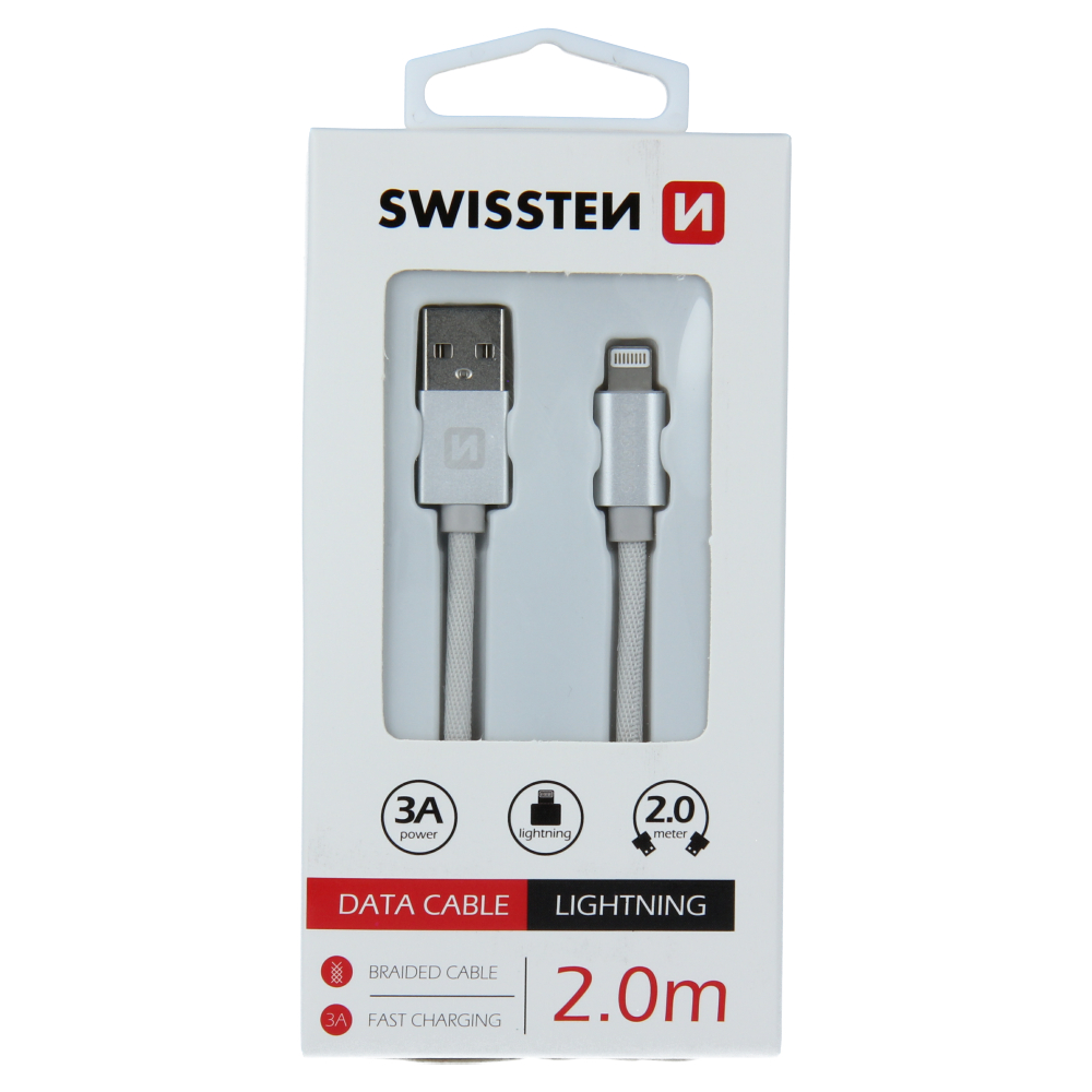 DATOV KABEL SWISSTEN TEXTILE USB / LIGHTNING 2,0 M STBRN