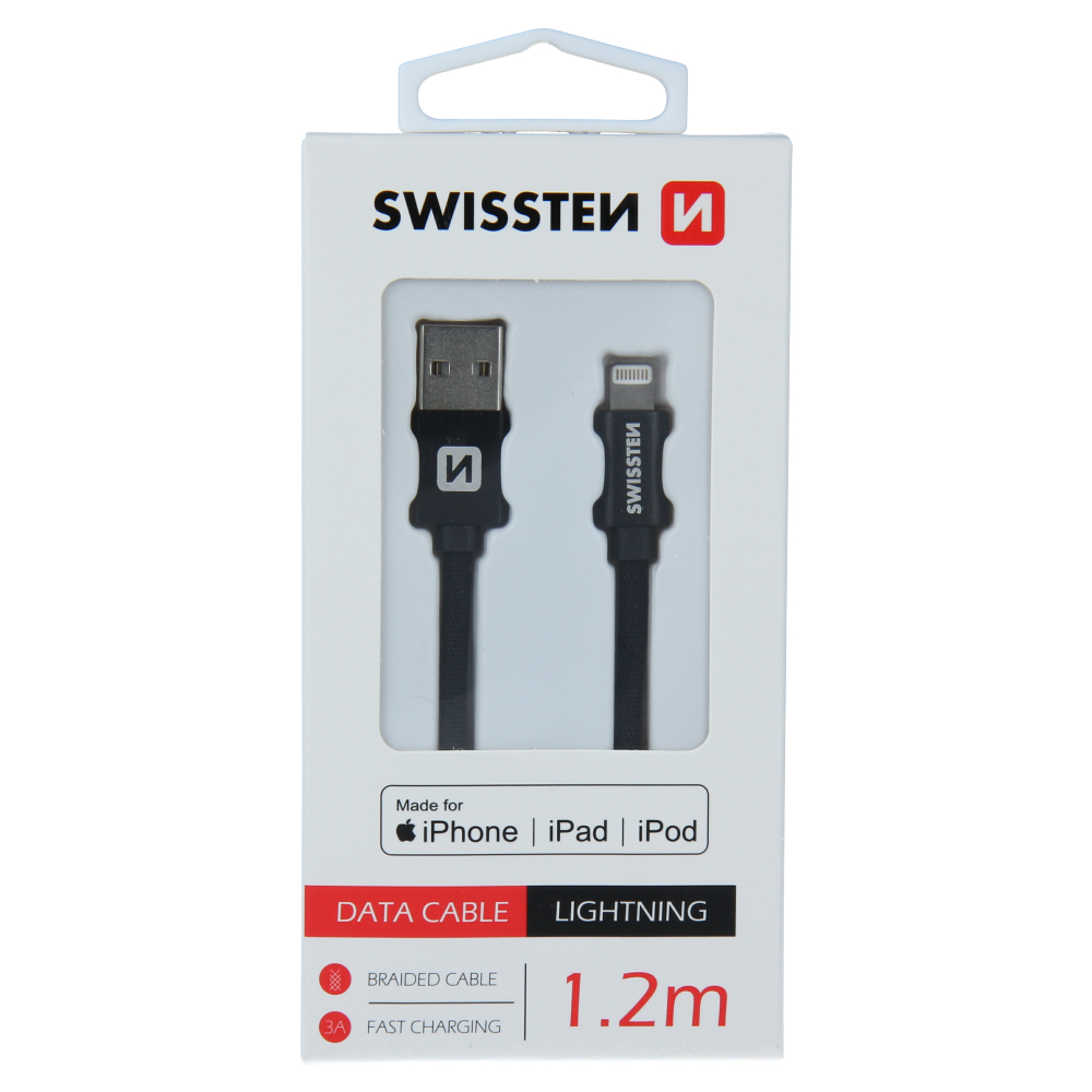 DATOV KABEL SWISSTEN TEXTILE USB / LIGHTNING MFi 1,2 M ERN