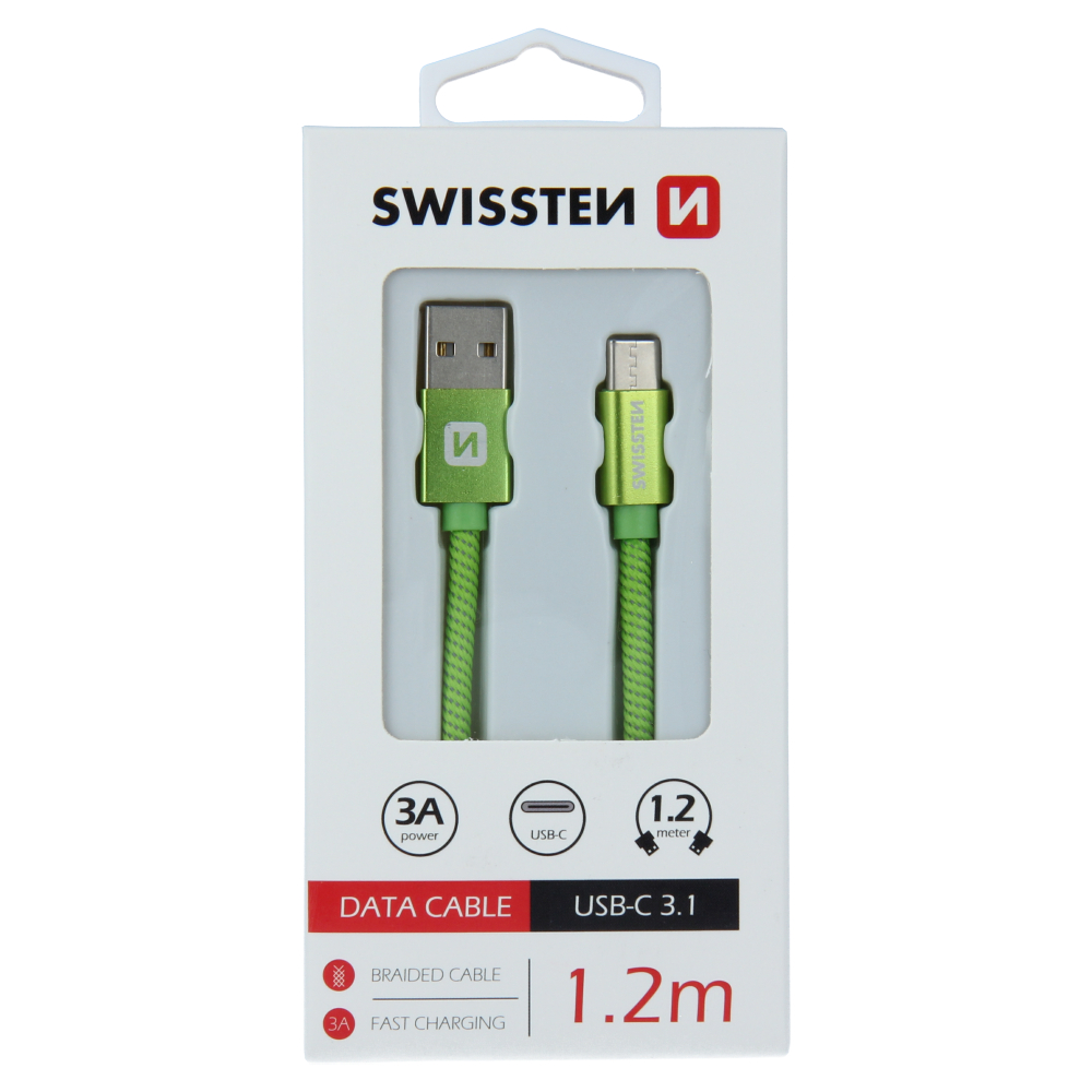 DATOV KABEL SWISSTEN TEXTILE USB / USB-C 1,2 M ZELEN