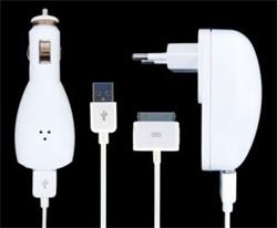iPower iPod Charging Kit nabjeka a autonabjeka s kabelem pro iPod a iPhone 30pin , bl retail balen