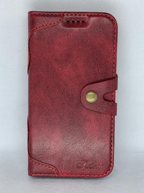Magnetic Snap Cowhide Texture Wallet Style Leather Case for iPhone 13 Mini (5.4"), Red