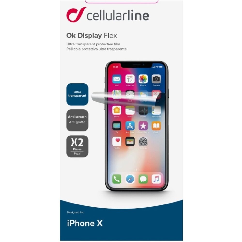 Ochrann flie displeje CellularLine pro Apple iPhone X, leskl