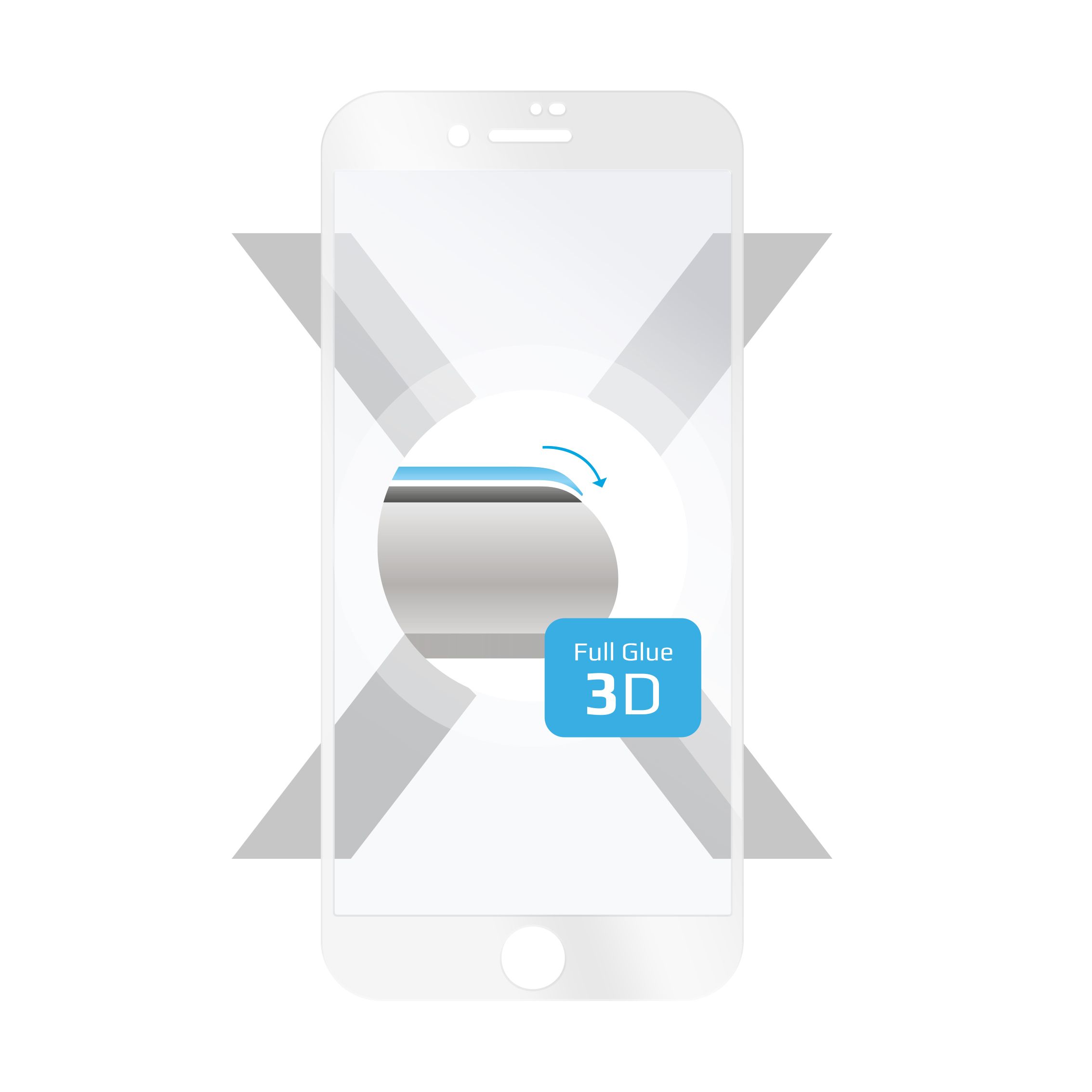 Ochrann tvrzen sklo FIXED 3D Full-Cover pro Apple iPhone 6/6S/7/8, s lepenm pes cel displej, bl, 0.33 mm