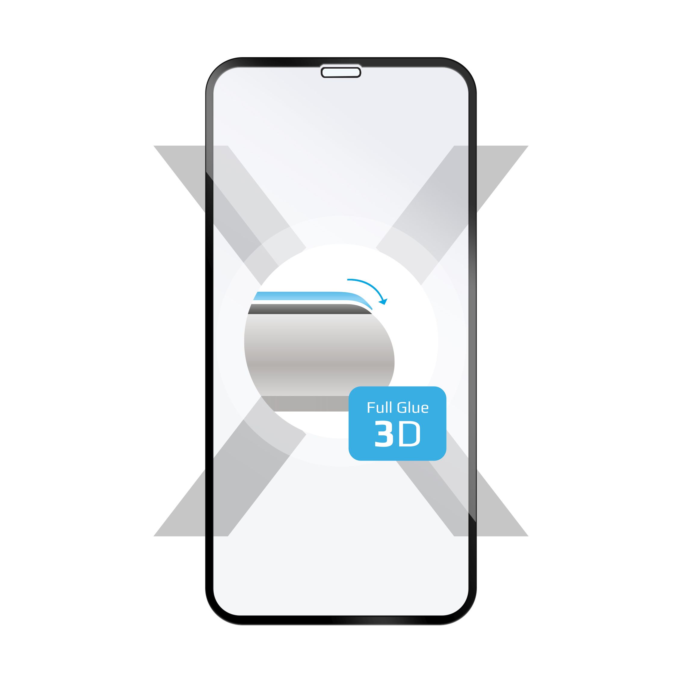 Ochrann tvrzen sklo FIXED 3D Full-Cover pro Apple iPhone X/XS/11 Pro, s lepenm pes cel displej, dustproof, ern