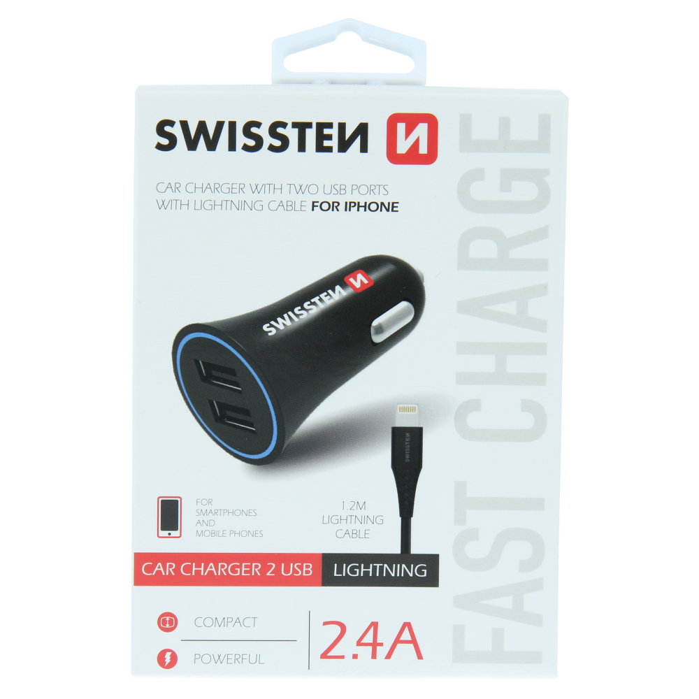 SWISSTEN CL ADAPTR 2,4A POWER 2x USB + KABEL LIGHTNING