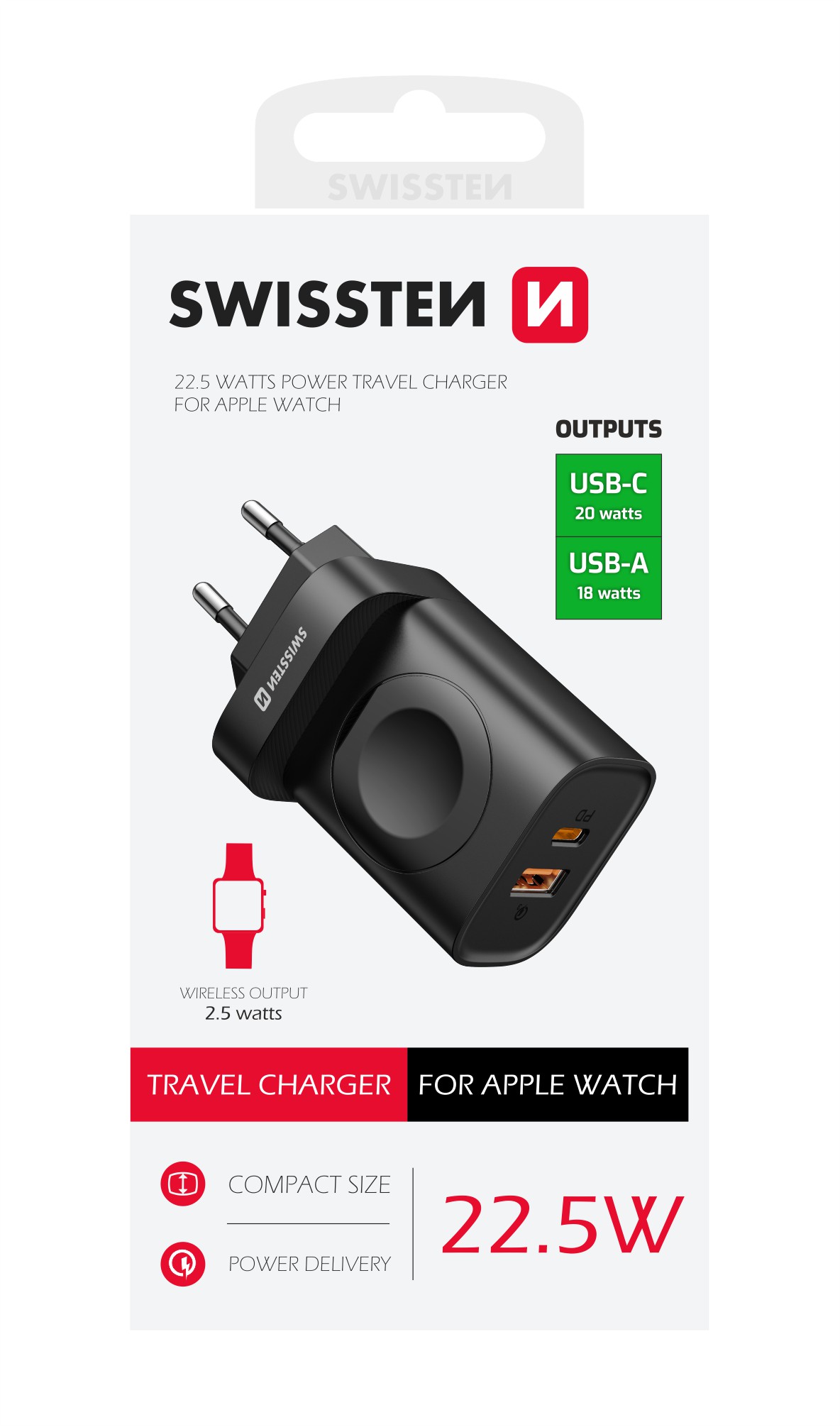 SWISSTEN S͍OV ADAPTR 1xUSB-A, 1xUSB-C a Apple Watch