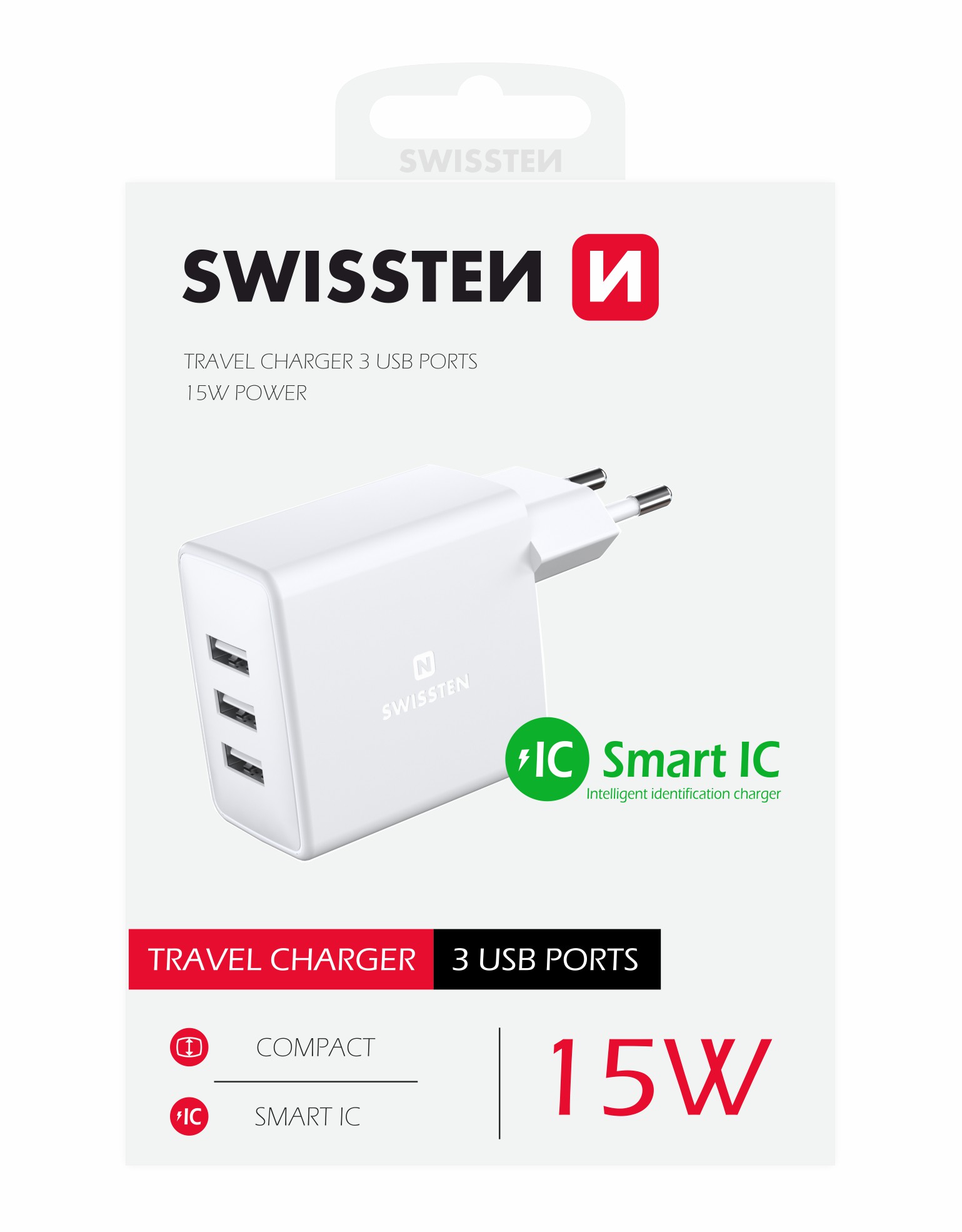 SWISSTEN S͍OV ADAPTR 3x USB 3A 15W BL