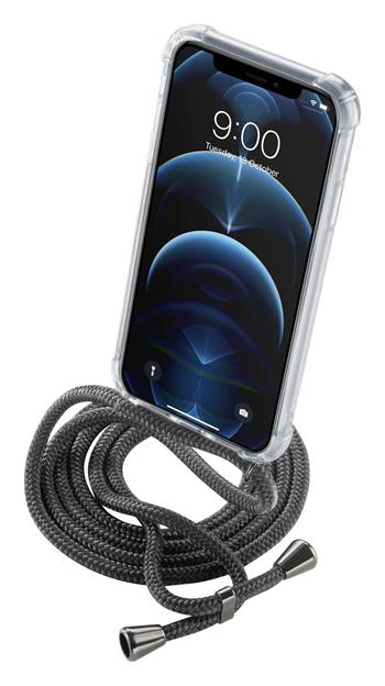 Transparentn zadn kryt Cellularline Neck-Case s ernou rkou na krk pro Apple iPhone 6/7/8/SE (2020)