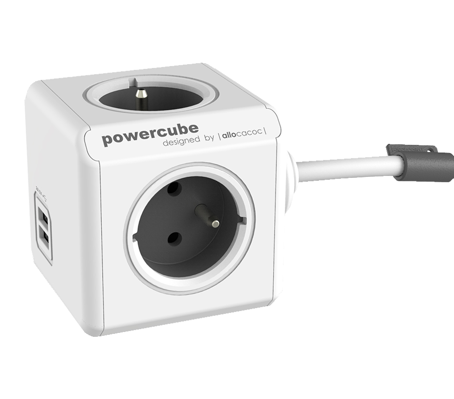 Zsuvka prodluovac PowerCube EXTENDED USB, Grey